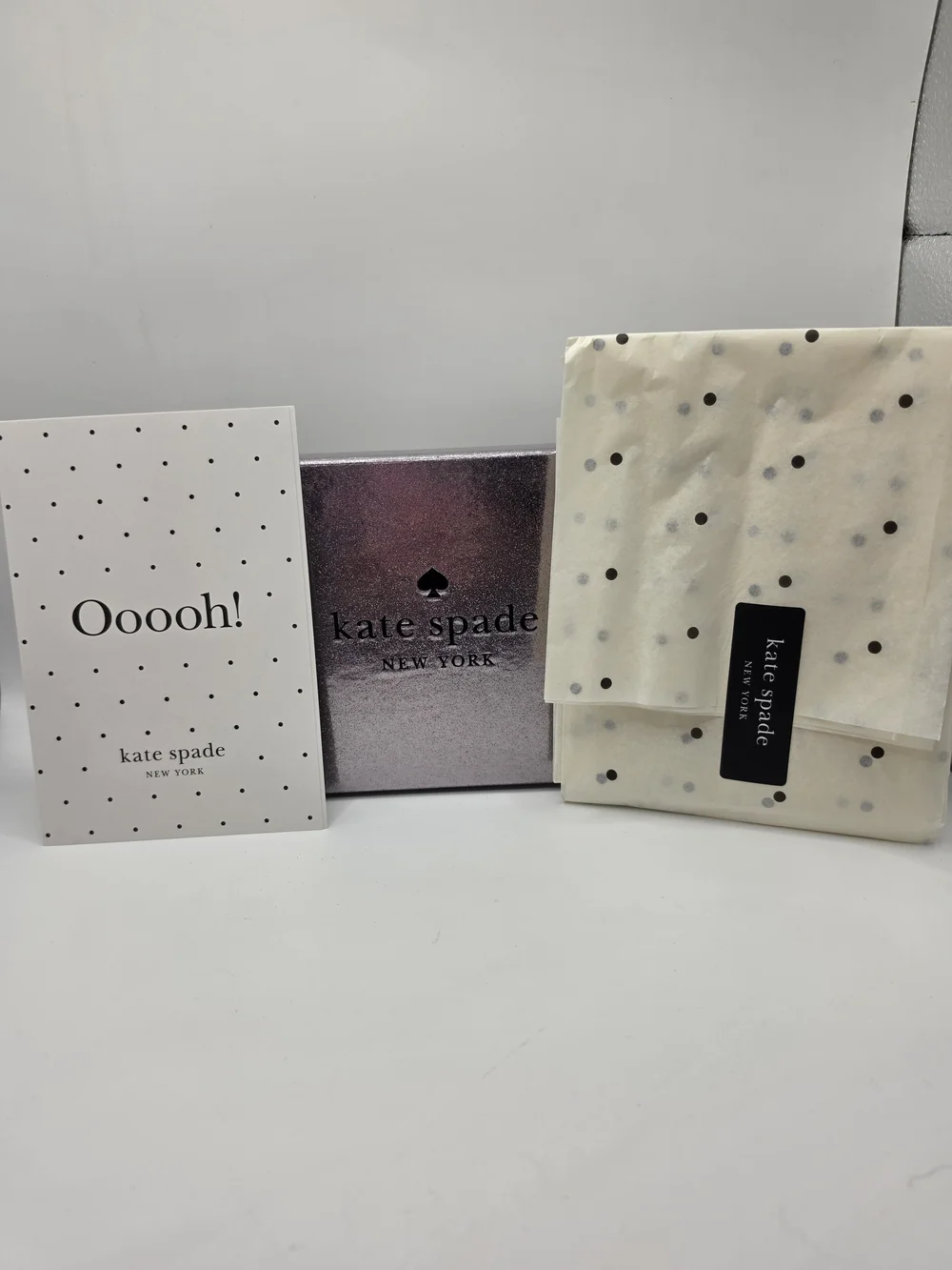 Kate Spade New York Metallic Glitter Gunmetal Gray Storage Box Tissue Paper Card